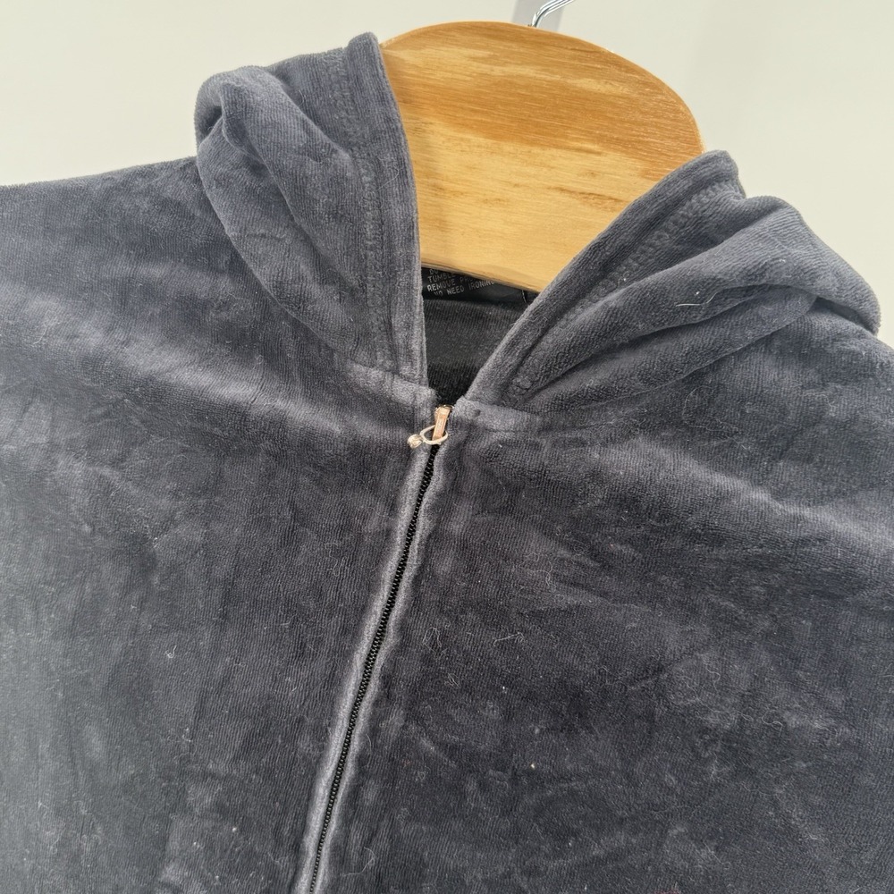 Vision Sports Full Zip Jacket Medium Black Velvety Ribbed Cuffs‎  Y2K